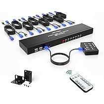 MT-VIKI 8 Port KVM Switch HDMI, 4K@30Hz 1U Rack Mount KVM HDMI